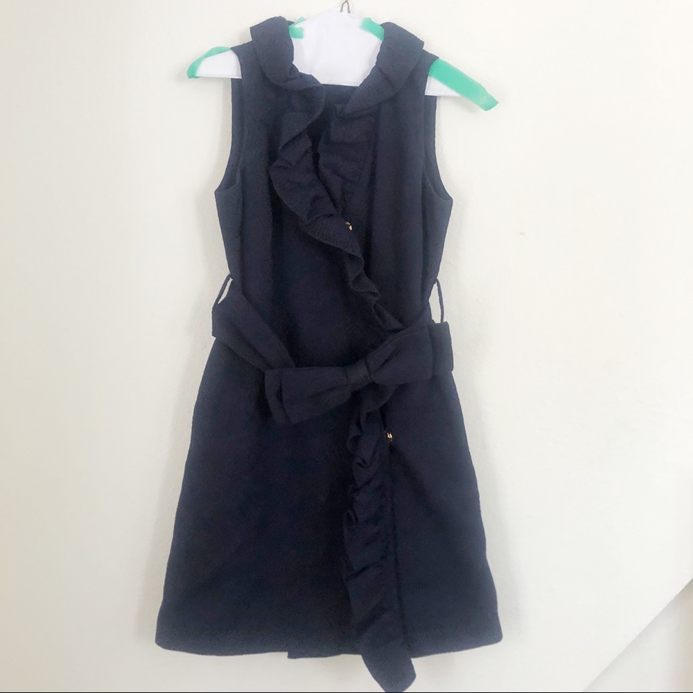 Milly of NY Navy Jacquard wrap dress - Picture 3 of 6